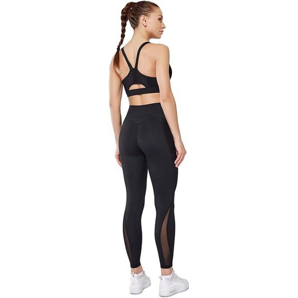 Acefancy Mesh High Waist Leggings Pocket Butt Lift Tummy Control Yoga Pants Sm - Picture 2 of 6